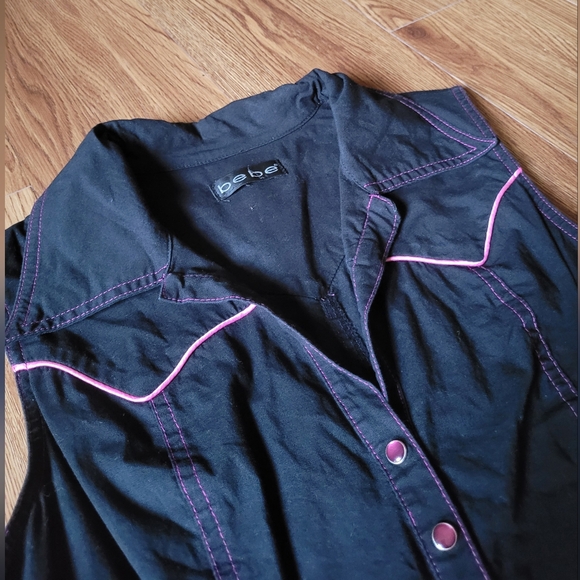 RARE y2k bebe western pearl snap wiggle dress rockabilly pinup - Picture 2 of 4